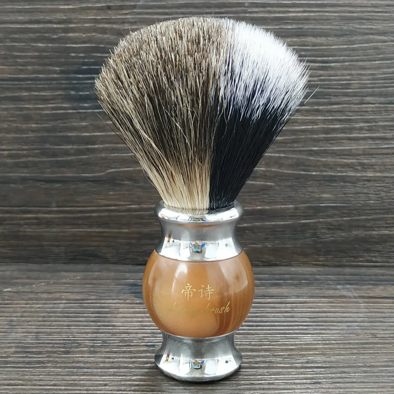 

dscosmetic new pure badger hair and synthetic hair knots shaving brush with resin and metal handle