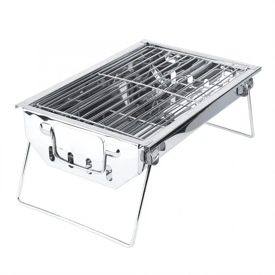 

33*22*14cm Foldable Stainless Steel Barbecue Grill BBQ Stove Outdoor Camping Charcoal Grill for Camping