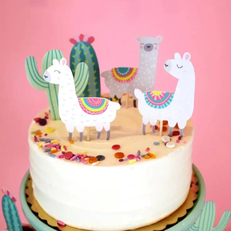 

Cute Alpaca Happy Birthday cake topper Creative Dessert Cake decoration supplies wedding baby shower kids boy girl party decor