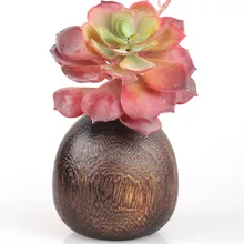 1pcs Rare Garlic shape Retro Decor Wooden Hole Flower Vase Desktop Small Tea Table Potted Plants Succulents Pots Wood Vase Jar