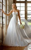 Wholesale - Sexy Strapless Chiffon A Line Beach Wedding dresses Bridal Gown with Lace up back 5757