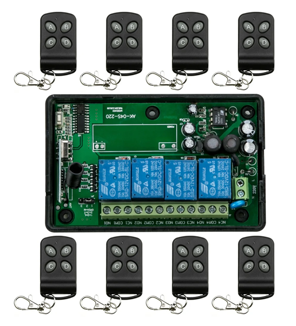 

AC85v~250V 110V 230V 4CH Wireless Remote Control Switches 220V Relay Output Radio RF Transmitter And 315Mhz /433Mhz Receiver