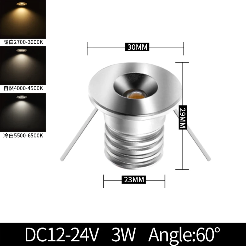 Точечный прожектор Кабинет светодиодный встраиваемые 12 V-24 V коридорный пролет скрытые 3 Вт мини-светильник