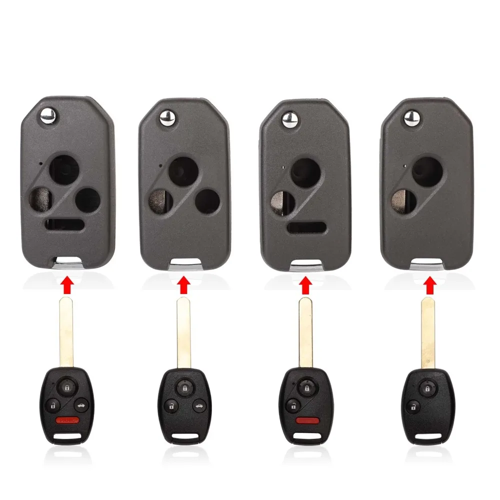 

jingyuqin 10ps 3 Button Folding Flip Remote Key Shell Cover For Honda Accord Insight CRV Civic Odyssey Pilot Ridgeline