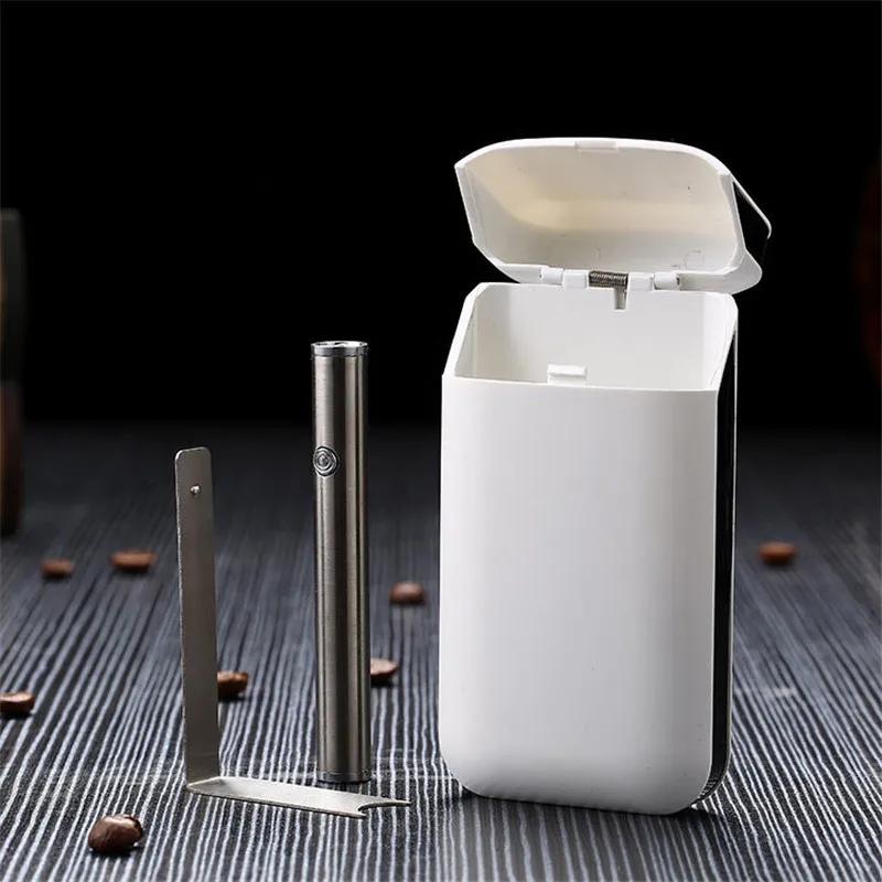 

2019 New Cigarette Box Set with Mini Electronic Lighter Multicolor Pattern Metal Portable Light 10Cigarette Case Gadgets for Men