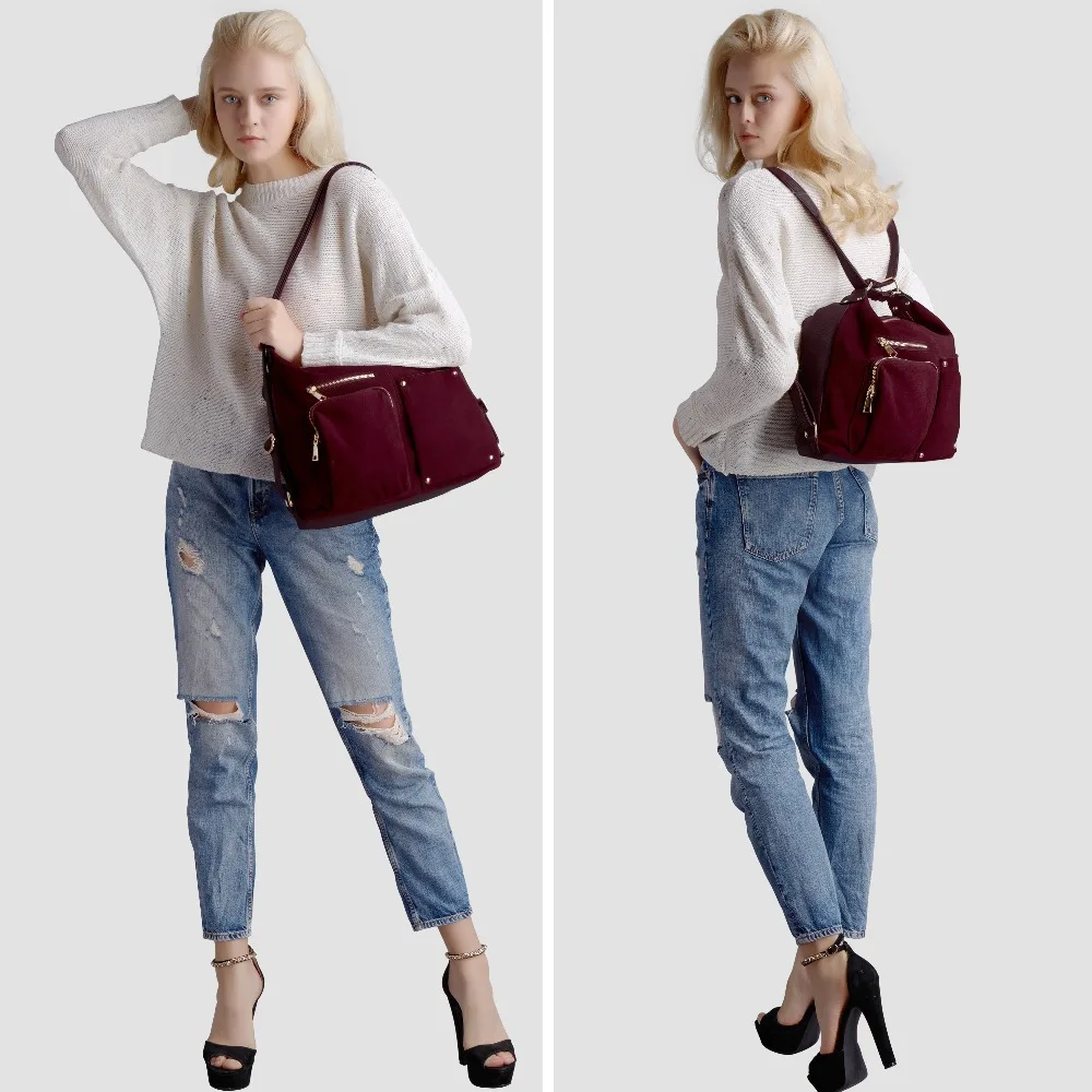  Nico Louise Women Real Split Suede Leather Shoulder Bag Female Leisure Nubuck Casual Handbag Hobo M - 32864294713