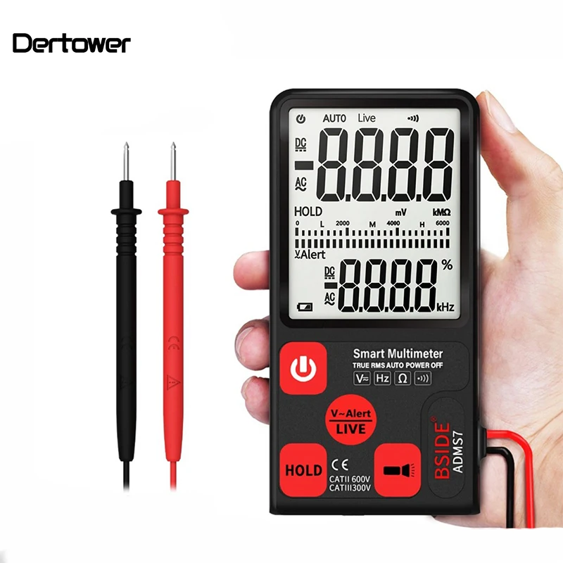 

ADMS7 Smart 3.5'' Large LCD Digital Multimeter 3-Line Display Fully Auto-Range TRMS 6000 Counts DMM with Analog Bargraph
