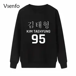 Vsenfo Bt21 Ким Taehyung БЦ Crewneck Толстовка для женщин Мода Harajuku корейские худи пуловер Женская одежда Moletom BTS