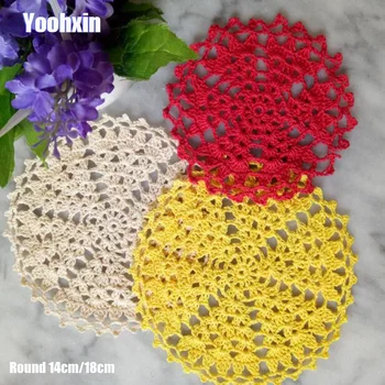 

NEW Round Lace cotton table place mat dish pad Cloth crochet placemat cup mug tablecloth tea pan coaster handmade doily kitchen