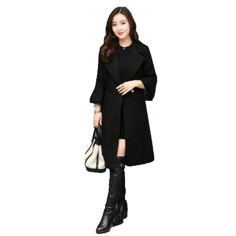 Manteau Taille Et black Édition Mode Laine Femmes red De Vêtements Green D'hiver 2017 Qualité Han Automne Cachemire Grande Haute Kg542 Army Jeunes zCqIn1A