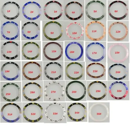 38 мм черный синий зеленый красный керамический ободок вставки для RLX SUB GMT parnis мужские часы