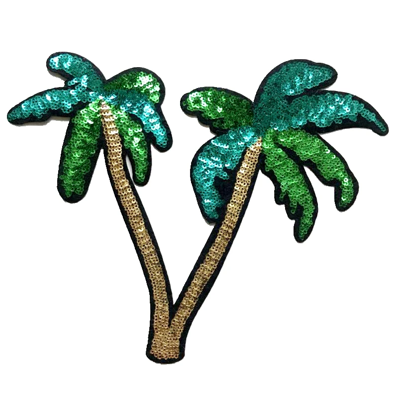 

2018 New Sequins Coconut Tree Patches Iron on Patch for Jackets Hats DIY Garment Accessories COco Palm Sequined FREE SHIPPING