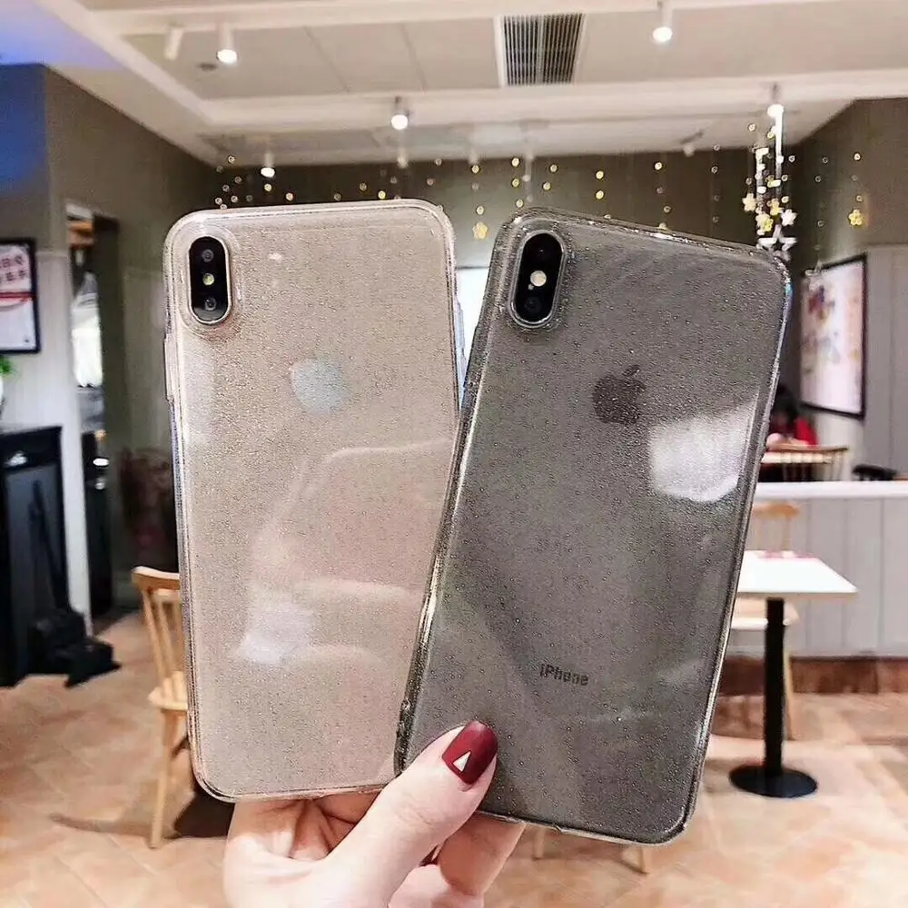 

7 Plus Case Clear Glitter Soft Phone Case For iPhone XS MAX XR TPU Fashion Bling TPU Back Cover For iPhone 6 6S 7 8 Plus X EEMIA