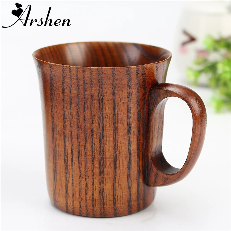 Arshen, 300 мл, примитивная кружка для питья, ручная работа, деревянная кружка, натуральная, для чая, кофе, пива, посуда для напитков, кружка для путешествий, чайная посуда, кухонный, офисный подарок