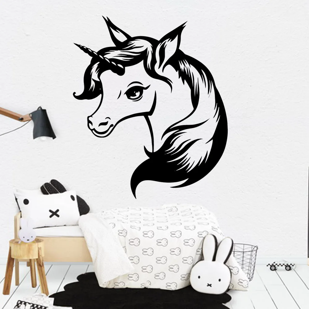 

American-Style Unicorn Cartoon Wall Decals Pvc Mural Art Diy Poster Decor Living Room Bedroom Removable Wall Decal Home Decor