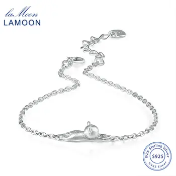 

S925 Bracelet For Women 3D Lovely Cat 925 Sterling Silver White Gold Plated Fine Jewelry Friendship Birthday Gift HY020 LAMOON