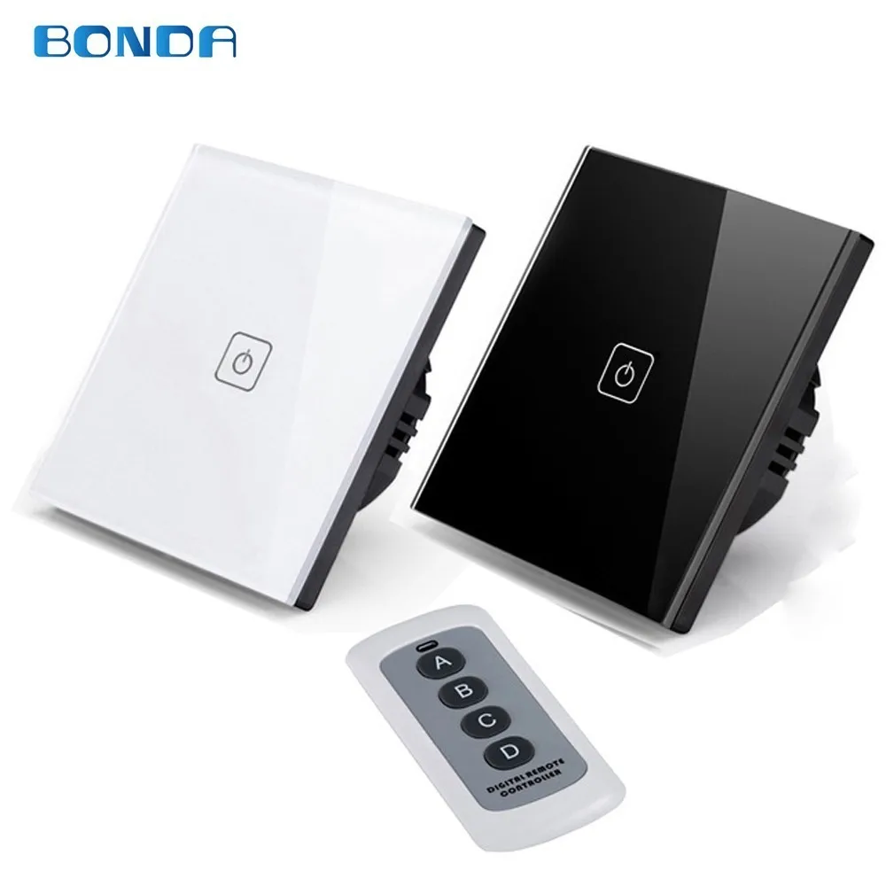 

EU Type BDNOA Wall Switch 1 Gang 1 Way Wireless Remote Control Light Switch, LED Indicator For RF433 Smart Home Touch Switch