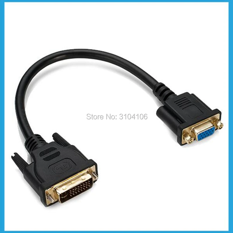 Аналоговый адаптер преобразователь DVI 24 + 5 папа VGA мама для монитора 30 см черный dvi