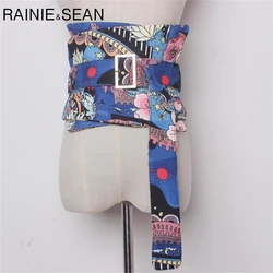 RAINIE SEAN Extra Wide Belt Cummerbunds For Women Waistband for Jeans Print Corset Waist Belt Pin Bucklt Blue Dress Belts Wrap RAINIE SEAN Extra Wide Belt Cummerbunds For Women Waistband for Jeans Print Corset Waist Belt Pin Bucklt Blue Dress Belts Wrap