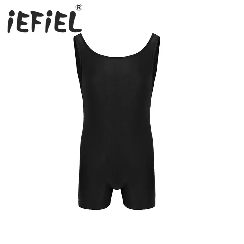 iEFiEL Mens Male Lingerie Sleeveless Sport Gym Bodysuit Leotard Dance