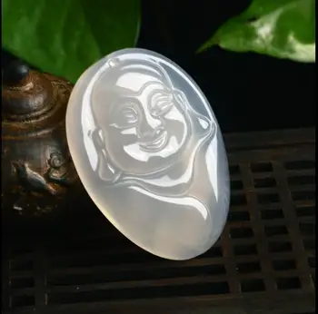 

Natural jade men and women models agate chalcedony jade crafts laugh Buddha jade pendant