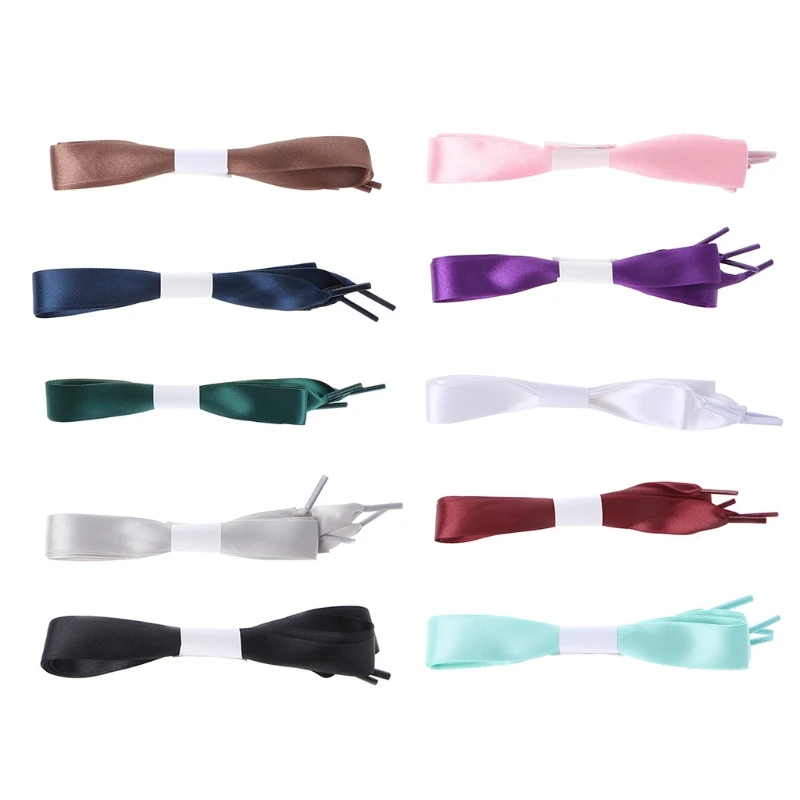 

Colorful Double Side Ribbon Shoelace Smooth Bowknot Shoe Strings For General Use