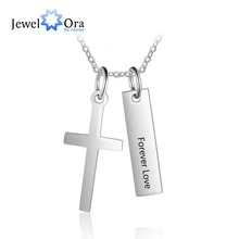 Collares de barra Vertical con nombre personalizado para mujer, collar cruzado personalizado, joyería de acero inoxidable a la moda (JewelOra NE103191)