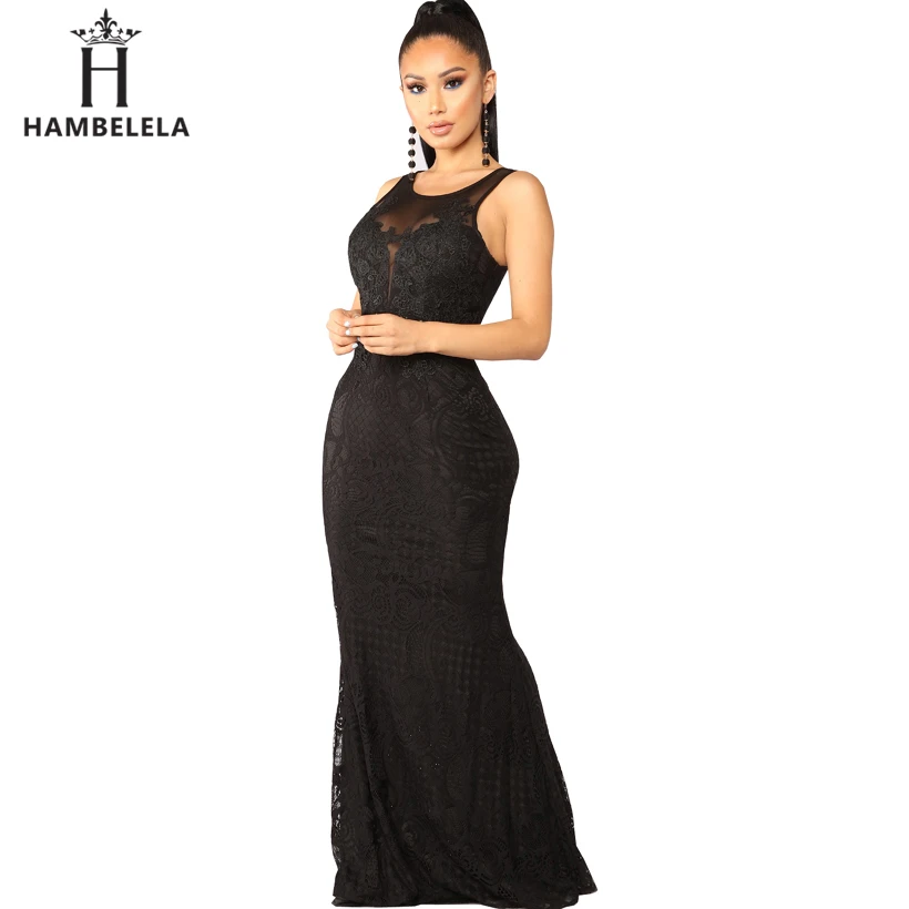 HAMBELELA Elegant Floral Lace Party Dress Women Sexy Black Lace Maxi Dress Lady Long Lace Evening Gown For Wedding Party Dress (5)