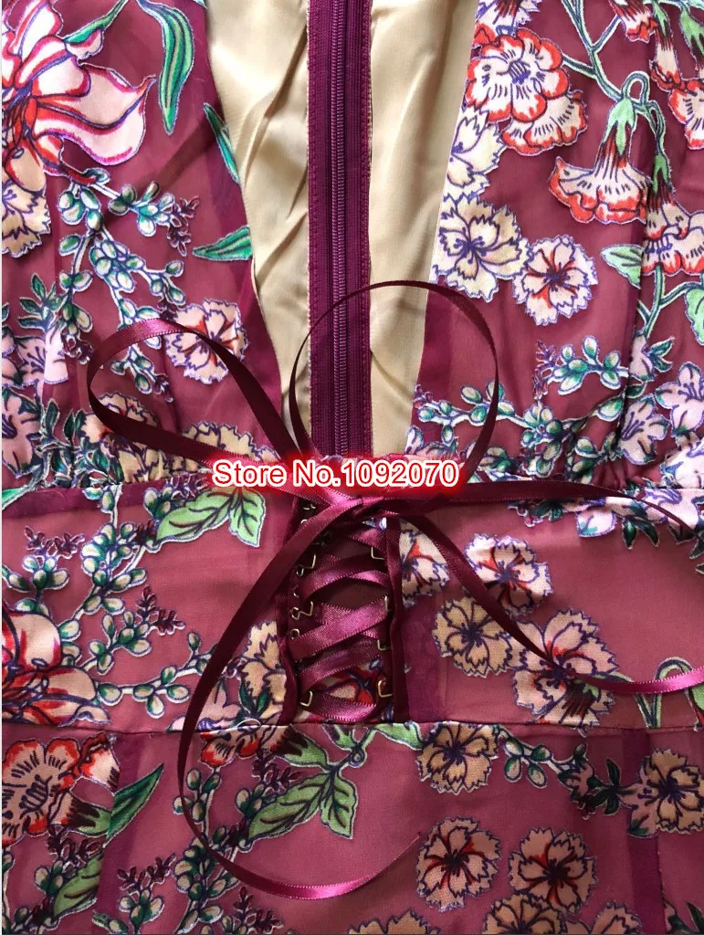 Женское платье макси с цветочным принтом и глубоким вырезом, с корсетом, шнуровкой на талии, Ягодное цветочное соблазнительное платье