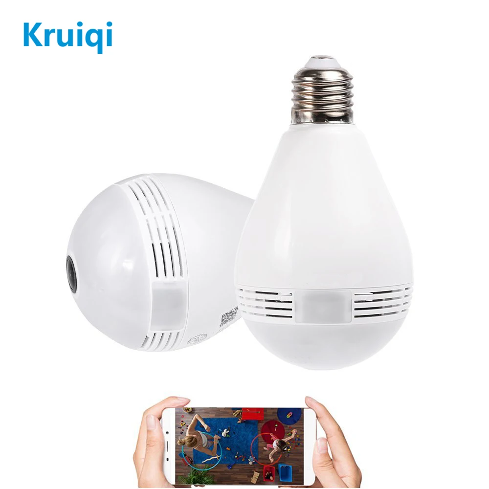 Kruiqi 1080P VR панорамная лампа Светодиодная IP камера с 360 градусов рыбий глаз