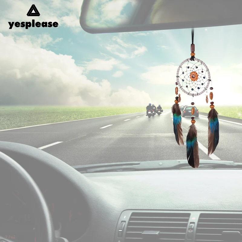 

Yesplease Car Pendant Handicraft Feather Hanging Car Rearview Mirror Ornament Auto Decoration Trim Accessories For Gifts