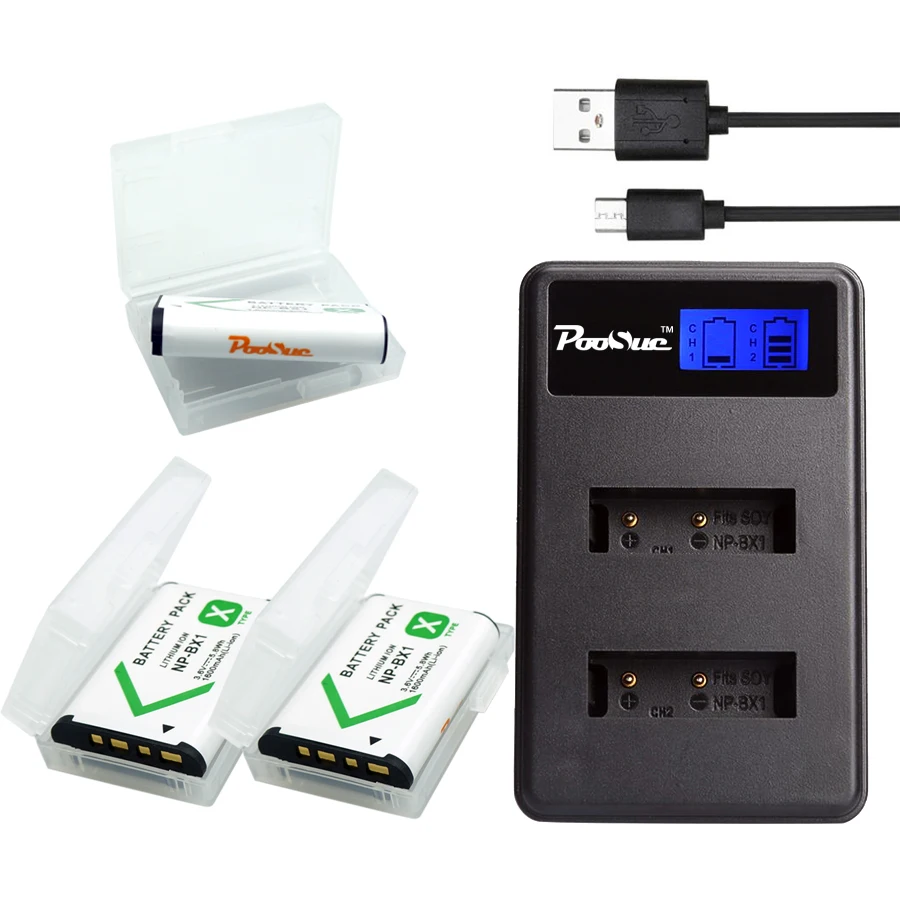 3 шт. NP-BX1 батарея аккумуляторов NP BX1+ Poosue LCD Dual charger для sony HDR-AS200v AS20 AS15 AS100V DSC-RX100 X1000V WX350 RX1 NP-BX1