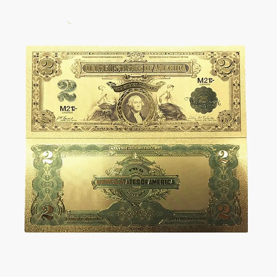 Красочные банкноты США 1899 $1 $2 $5 Долларовые купюры банкнотной в 24 каратное Золотое