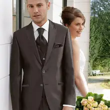 Индивидуальный заказ смокинг жениха шоколад Groomsmen Пик нагрудные Свадебные/ужин Костюмы Best человек Жених(куртка+ Брюки для девочек+ галстук+ жилет) b342