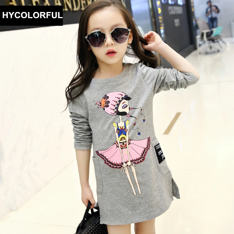 Spring Autumn Kids Baby Girls Clothes Children Clothing Princess Long Sleeve Cotton Blouse Fashion Print 3-15T