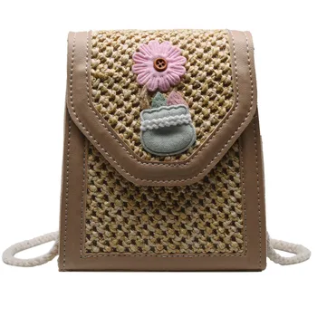 

Bags For Women 2019 Fashion Wild Simple Messenger Bag For Girls Retro Woven Shoulder Solid Color Handbag Woven Beach Bag K522