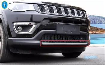 

Lapetus Accessories Exterior Front Bottom Bumper Lid Plate + Grille Grill Molding Cover Trim ABS For Jeep Compass 2017 - 2020