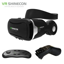 VR Shinecon 4.0 Stereo Virtual Reality Smartphone 3D Glasses Headset Google BOX + Headphone/Control Button for 3.5-5.5′ Mobile