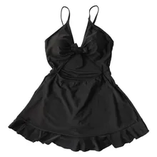 Черная купальная Одежда для девочек, купальное платье, летний сексуальный купальный костюм, женский купальный костюм пуш-ап, Спортивная пляжная одежда для купания