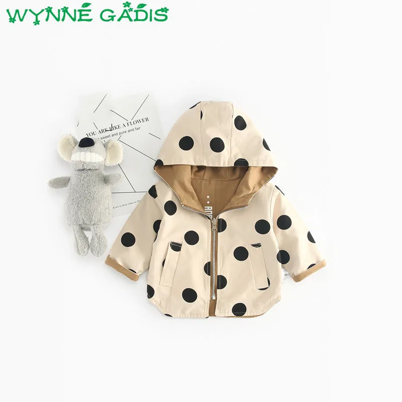 

Autumn Baby Girls Long Sleeve Hooded Polka Dot Zipper Jacket Coat Infant Kids Casual Outerwear casaco roupas de bebe