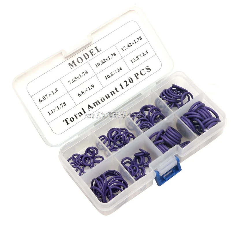 

120Pcs HNBR Car Van Air Conditioning Rubber Washer O Ring Seal Assortment Set R06 Drop Ship