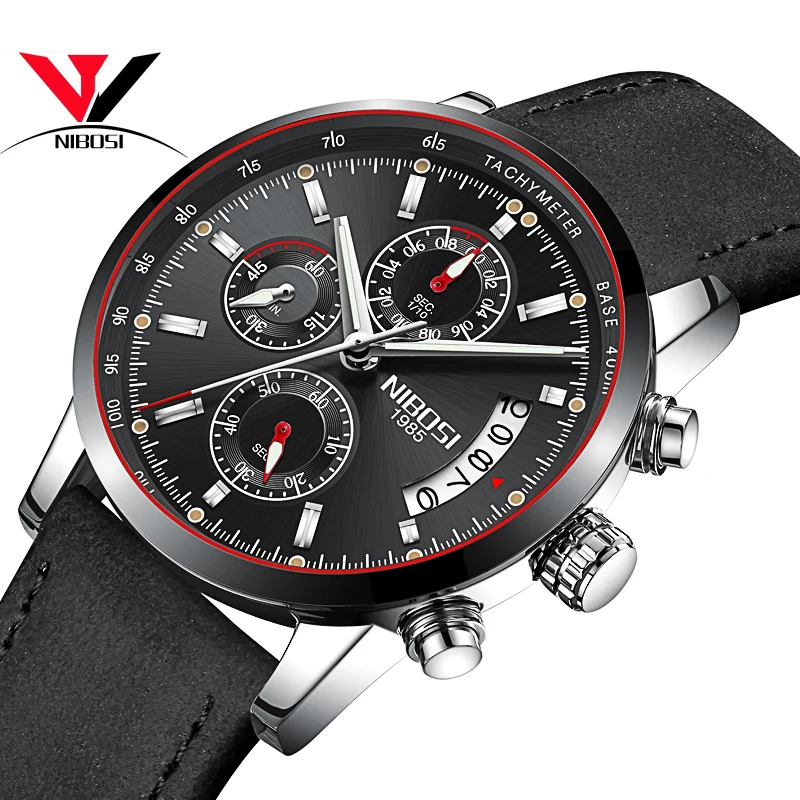 

NIBOSI 2019 Fashion Casual Men's Watches Luxury Leather Business Quartz Watch Men Military Sport Wrist Watch Relogio Masculino