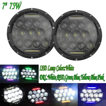 

DOT E9 Mark 7" Round LED Headlight Light Lamp 7" INCH 75W LED Headlight Hi/Lo Beam DRL for Jeep Wrangler JK LJ CJ Hummer Harley