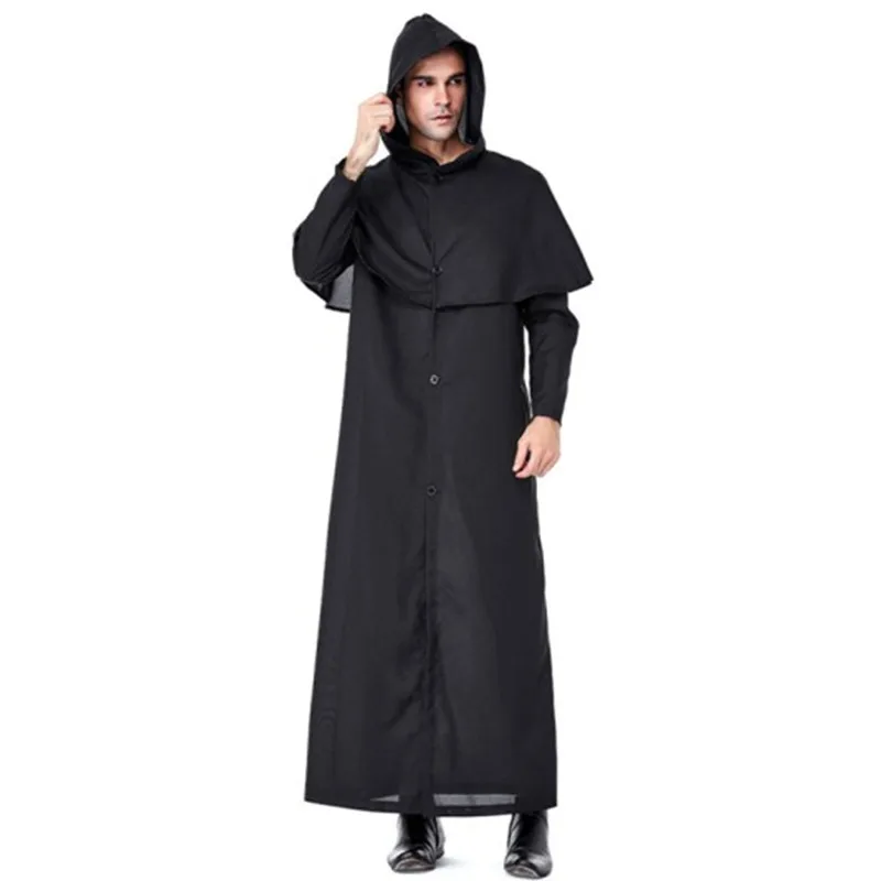 Black Men Halloween Azrael Death Scary Costumes Priest pastor minister Cosplay Carnival Purim Masquerade Nightclub party dress