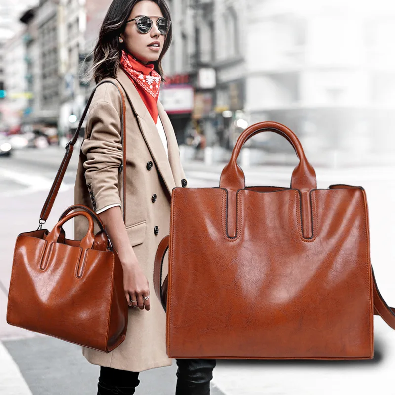 

Leather Handbags Big fashion Women Casual Female Trunk Tote