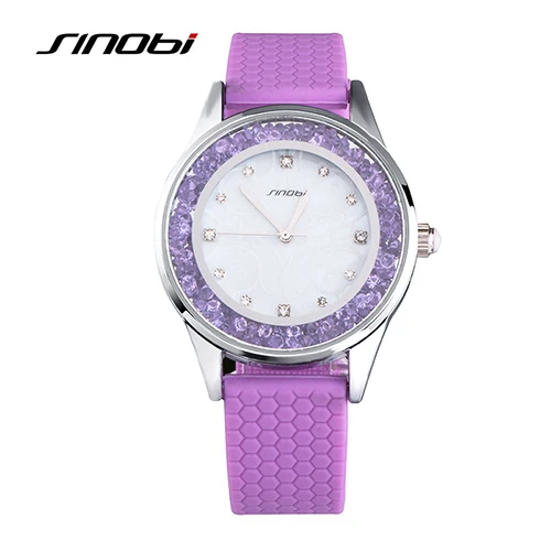 SINOBI Montre Femme Модные женские наручные часы с кристаллами, белые Ремешки для наручных часов, подарки на год, женские кварцевые часы Geneva - Цвет: 11S9552L03