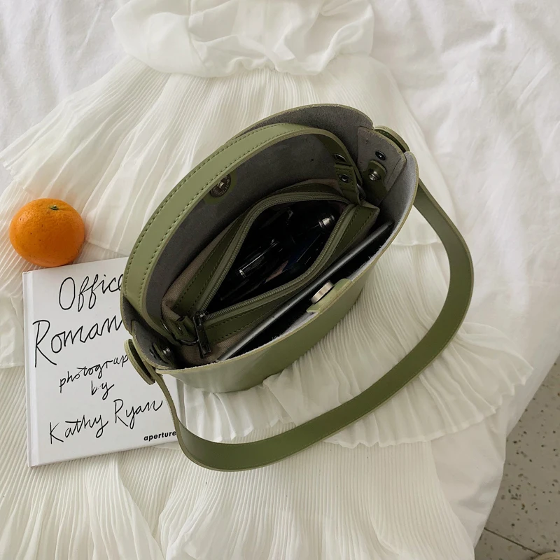 Bonsacchic Green Women Summer Bucket Bags Sale Designer Handbags High Quality PU Leather Tote Bags Female Clutch Purse Bolsas