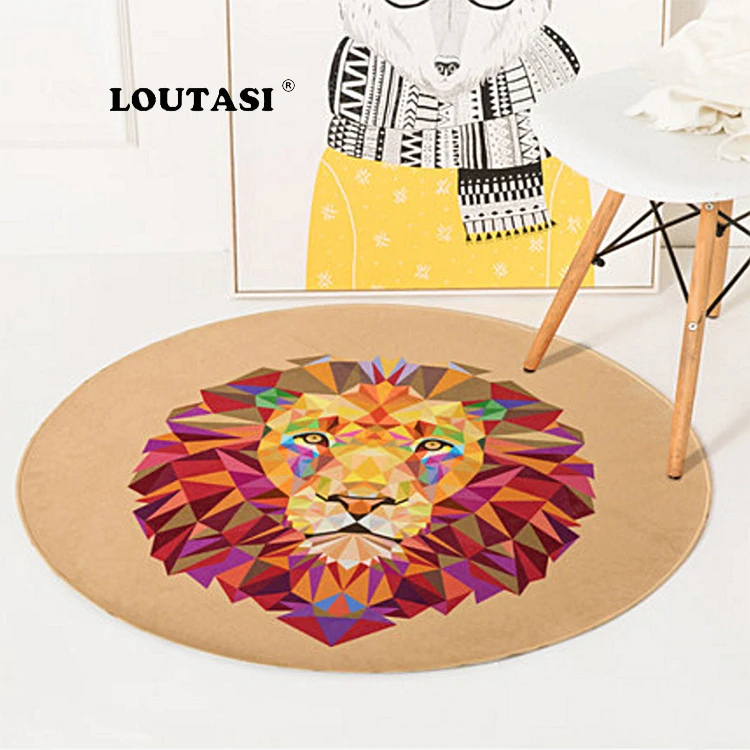 LOUTASI Round Carpet Lion Printed Soft Carpets Anti-slip Rugs Crystal velvet Computer Chair Mat Floor Mat for Home Kids Room LOUTASI Round Carpet Lion Printed Soft Carpets Anti-slip Rugs Crystal velvet Computer Chair Mat Floor Mat for Home Kids Room