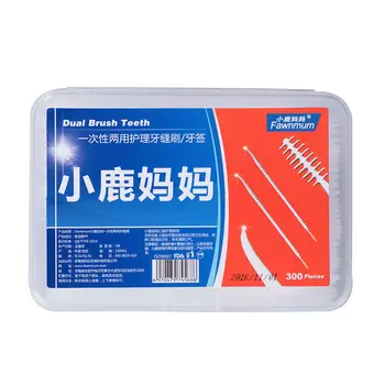 

FAWN MUM Portable Toothpicks 300pcs Soft Plastic Massage The Gums Soft Dental Interdental Cleaning Brushes Oral Care Toothpick