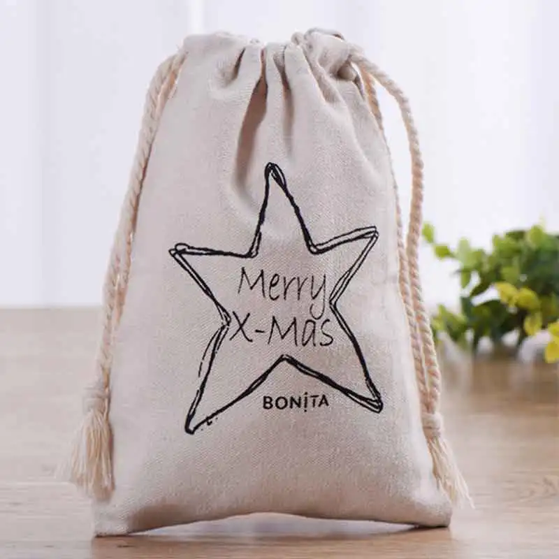 100pcs Print Logo Cotton Drawstring font b Bag b font Women Travel Packing Organizer Reusable Shopping